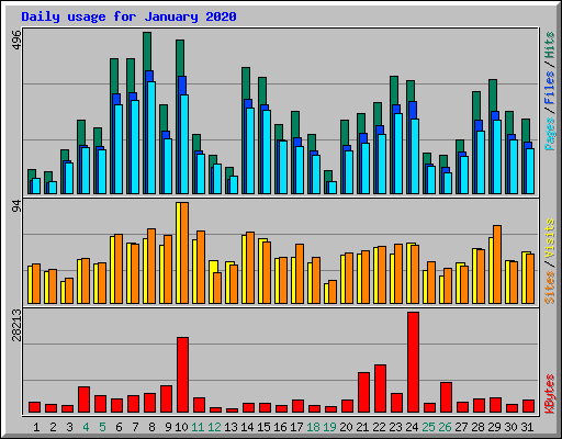 Daily usage for January 2020
