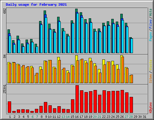 Daily usage for February 2021