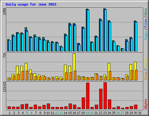 Daily usage for June 2021