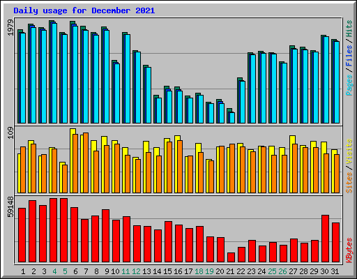 Daily usage for December 2021