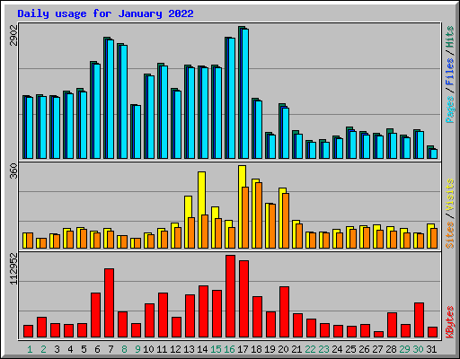 Daily usage for January 2022