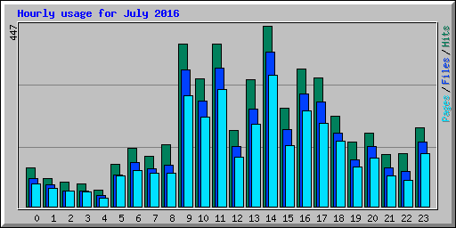 Hourly usage for July 2016