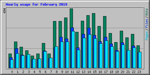 Hourly usage for February 2019