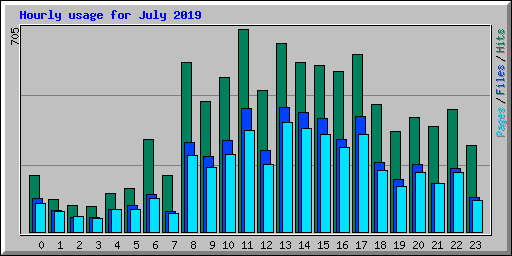 Hourly usage for July 2019